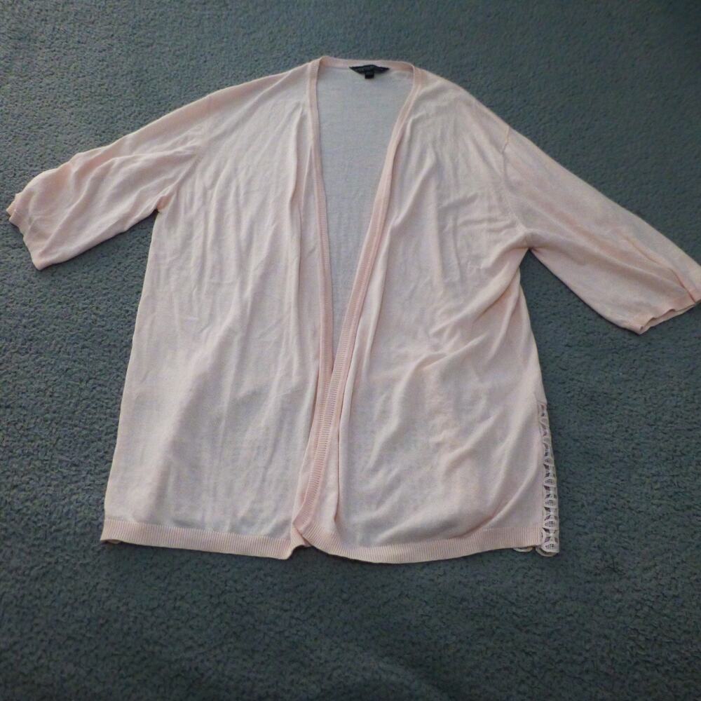 Dorothy Perkins Sweater Womens 16 Open Cardigan Pink Lace Half Sleeve Light